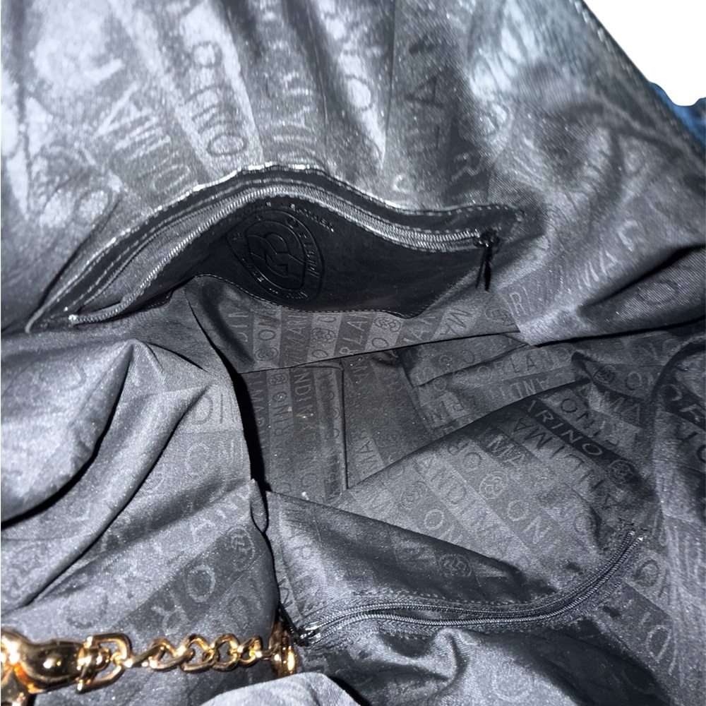 Marino Orlandi Black and Tan Embossed Shoulder Bag - Picture 6 of 6